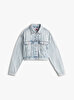Kadın Oversize Crop Trucker Denim Ceket