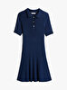 Kadın Rib Button Polo Elbise
