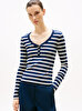 Kadın Slim Henley Scoop T-Shirt