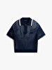 Erkek Open Mesh Zip Polo Yaka Kazak