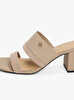 Kadın Leather & Suede Block Topuklu Terlik