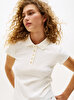 Kadın Gold Button Slim Polo T-shirt