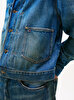 Erkek Pleated Trucker Denim Ceket