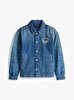 Erkek Çocuk Emb Shacket Mid Blue Overshirt Ceket