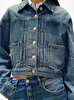 Kadın Pleated Trucker Denim Ceket