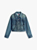 Kadın Pleated Trucker Denim Ceket