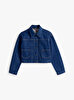 Kadın Pleated Trucker Denim Ceket