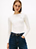 Kadın Slim Rib Boat Neck T-shirt