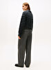 Kadın Pinstripe Loose Straight Pantolon