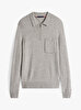 Erkek Lambswool Zip Polo Kazak
