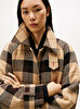 Kadın Wool Check Kemerli Kaban
