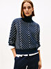 Kadın Textured Cable Mock Neck Kazak