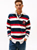 Erkek Crest Stripped Rugby Sweatshirt