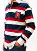 Erkek Crest Stripped Rugby Sweatshirt