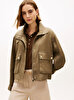 Kadın Linen Utility Bomber Ceket