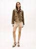 Kadın Linen Utility Bomber Ceket