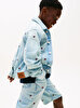 Erkek Çocuk Wavy Flag Oversize Trucker Denim Ceket