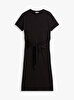 Kadın Slub Knot Midi Elbise