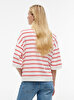 Kadın Mıltistripe Oversized Polo T-shirt