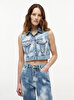 Kadın Cropped Trucker Yelek