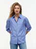 Kadın Modern Poplin Blue Gömlek