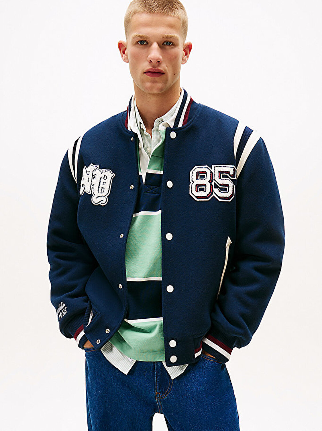 極美品　ADEAM　Varsity Jacket　42595　ネイビー　S Jordan Brooklyn Collegiate Varsity Jacket Erkek Ceket - Sneaks Up