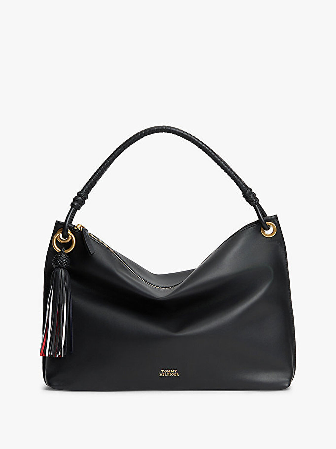 Kadın TH Statement Leather Omuz Çantası AW0AW18621BDS | Tommy Hilfiger