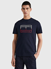 Erkek Outline Linear Bayraklı T-Shirt
