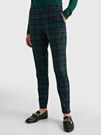 Kadın Viskoz Karışımlı Tartan Pantolon