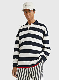 Erkek Block Striped Rugby Sweatshirt