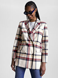 Kadın Global Stripe Check Ceket