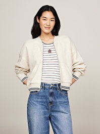 Kadın Crop Varsity Zipup Sweatshirt