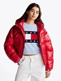 Kadın Tjw Shiny Hood Badge Puffer Mont