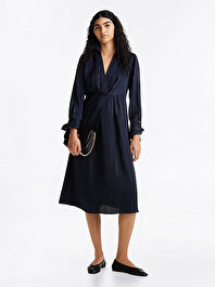 Kadın Fluid Metallic Stripe Elbise