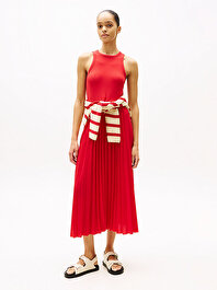 Kadın Rib Tank Pleated Elbise