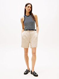 Kadın Linen Mix Pleated Şort