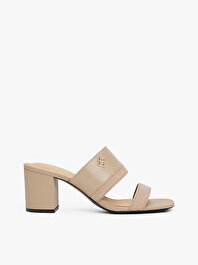 Kadın Leather & Suede Block Topuklu Terlik