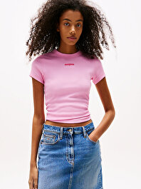 Kadın TJW Slim Script Label T-shirt