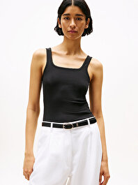 Kadın 5X2 Rib Slim Square T-shirt