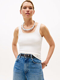 Kadın 5X2 Rib Slim Square T-shirt