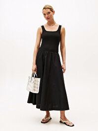 Kadın 5X2 Rib Midi Mix Fit&Flare Elbise