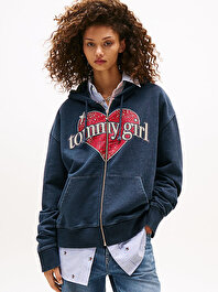 Unisex Tommy Girl Fermuarlı Sweatshirt