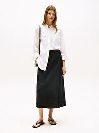 Kadın Essential Linen Knee Wrap Etek