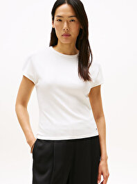 Kadın 5X2 Rib Slim C-neck T-shirt