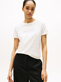 Kadın Lurex Script Regular C-Neck T-shirt