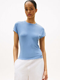 Kadın 5X2 Rib Slim C-neck T-shirt