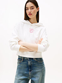 Kadın TJW Relax Crop Heart Hoodie