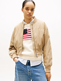 Kadın Nylon Regular Cropped Bomber Ceket