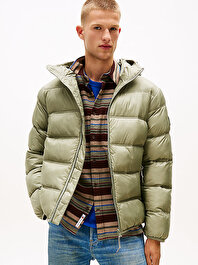 Erkek TJM Hooded Logo Puffer Mont