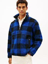 Erkek Teddy Fleece Check Sweatshirt